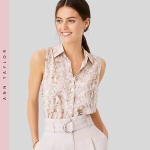 Ann Taylor Essentials Snakeskin Print Blouse - Size XL
